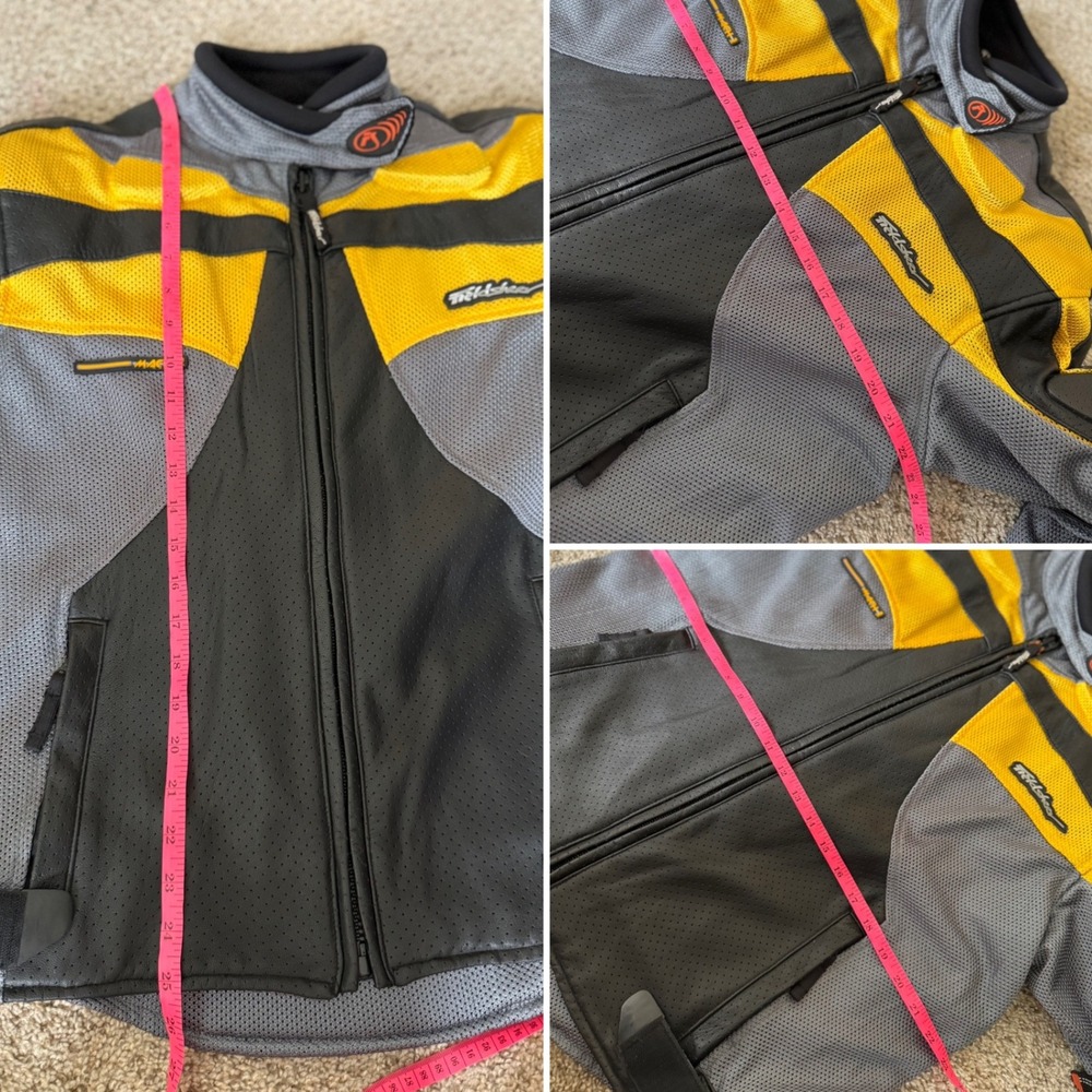 Fieldsheer High Temp Leather Mesh Motorcycle Jacket black yellow men size 12/14 - Picture 6 of 15
